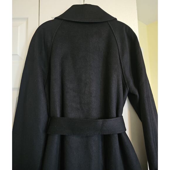 NWT Quince Italian Wool Belted Funnel Neck Coat Womens Large Black - Picture 10 of 16